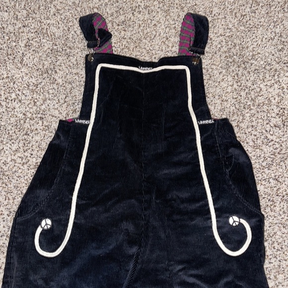 Vintage 90s Corduroy Overalls “whatever” and peace sign details - Picture 2 of 14